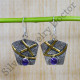 925 Sterling Silver And Brass Amethyst Gemstone Exclusive Jewelry Earring SJWE-560
