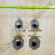 Designer 925 Sterling Silver And Brass Black Onyx Gemstone Jewelry Earring SJWE-574