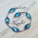 Blue Topaz Gemstone 925 Sterling Silver Casual Wear Jewelry Bracelet SJWBR-447