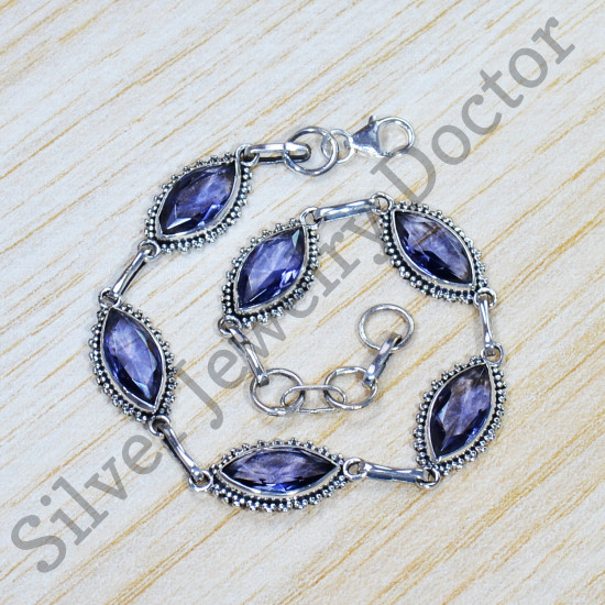 Authentic 925 Sterling Silver Amethyst Gemstone Fancy Jewelry Bracelet SJWBR-451