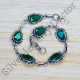 925 Real Sterling Silver Handmade Jewelry Green Onyx Gemstone Bracelet SJWBR-452