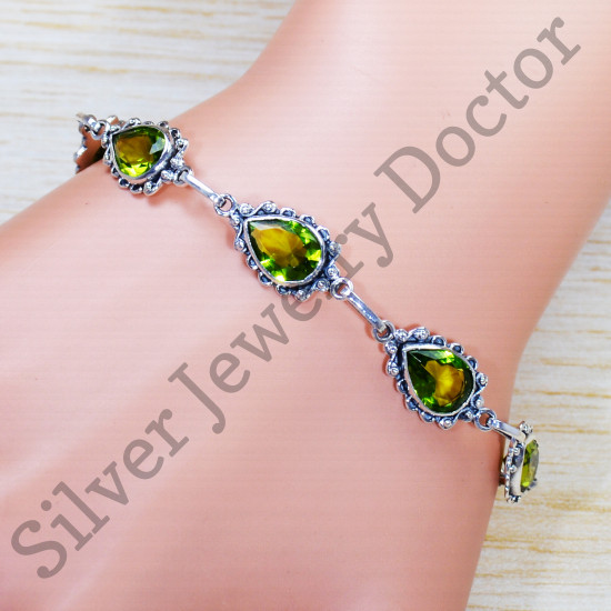 Amazing Look Jewelry Peridot Gemstone 925 Sterling Silver Fine Bracelet SJWBR-454
