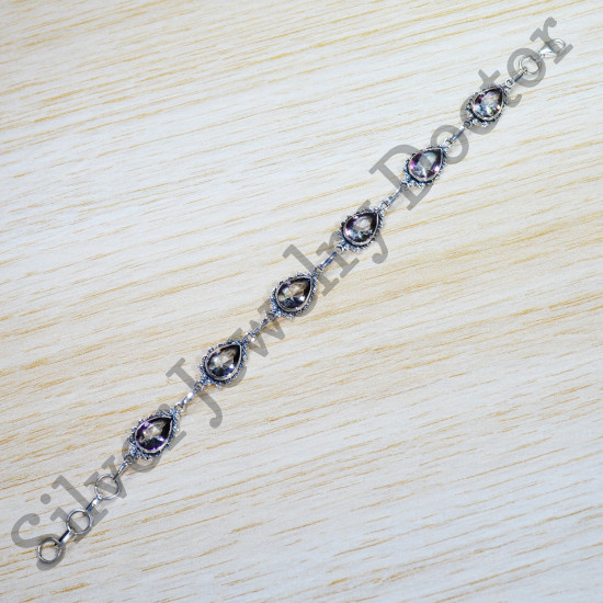 925 Sterling Silver Mystic Topaz Gemstone Jewelry Handmade Bracelet SJWBR-455