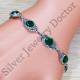 925 Real Sterling Silver Wedding Jewelry Green Onyx Gemstone Bracelet SJWBR-460