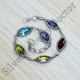 Citrine And Multi Gemstones Jaipur Designer Jewelry 925 Sterling Silver Bracelet SJWBR-468