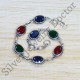 Indian Fashion Jewelry Ruby And Multi Gemstones 925 Sterling Silver Bracelet SJWBR-471