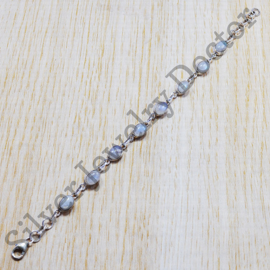 925 sterling silver handmade jewelry rainbow moonstone gemstone bracelet SJWBR-1