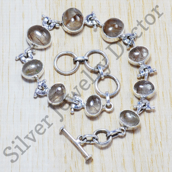 925 sterling silver beautiful jewelry golden rutile gemstone fine bracelet SJWBR-7