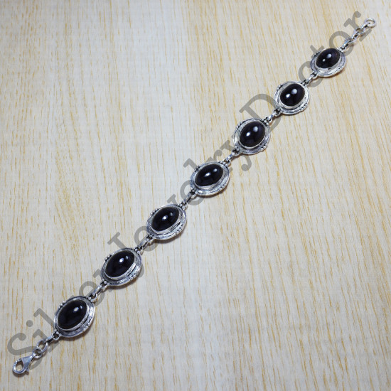 beautiful black onyx gemstone 925 sterling silver wholesale jewelry bracelet SJWBR-9