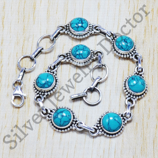 turquoise unique jewelry 925 sterling silver wholesale bracelet SJWBR-14