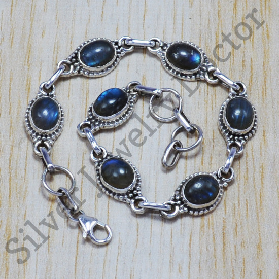 925 sterling silver wholesale jewelry labradorite gemstone fancy bracelet SJWBR-20
