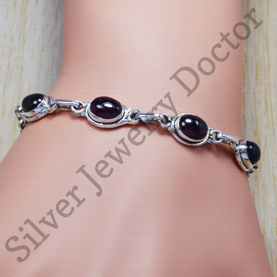 beautiful garnet gemstone 925 sterling silver wholesale jewelry bracelet SJWBR-23