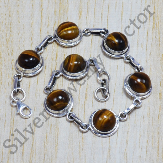 factory direct tiger eye gemstone jewelry 925 sterling silver new bracelet SJWBR-26