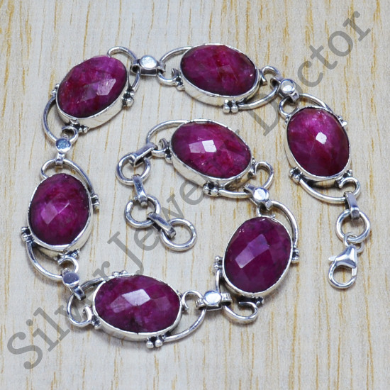 wholesale 925 sterling silver unique jewelry ruby gemstone bracelet SJWBR-27