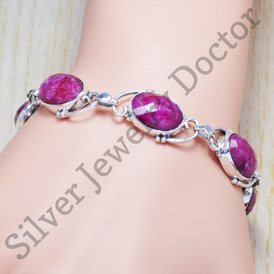wholesale 925 sterling silver unique jewelry ruby gemstone bracelet SJWBR-27