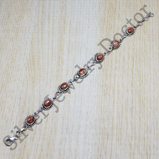 handmade 925 sterling solid silver jewelry aventurine gemstone nice bracelet SJWBR-28