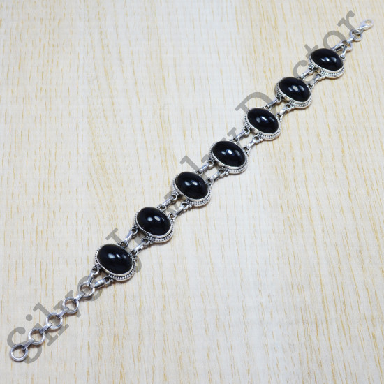 handmade 925 sterling silver jewelry fashion bracelet black onyx gemstone SJWBR-39