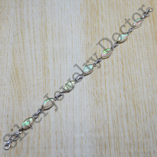 925 sterling solid silver fashion jewelry synthetic opal gemstone bracelet SJWBR-41