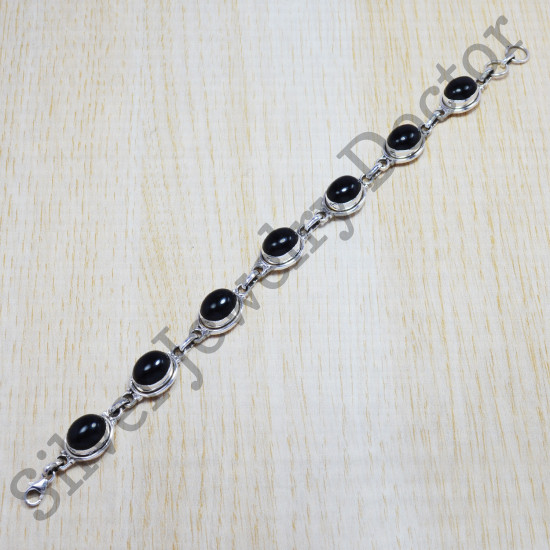 925 sterling silver new fashion jewelry black onyx gemstone royal bracelet SJWBR-42