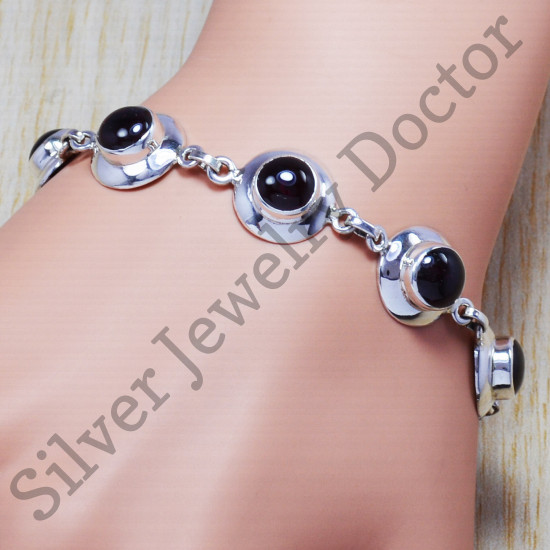 beautiful garnet gemstone nice jewelry 925 sterling silver bracelet SJWBR-43