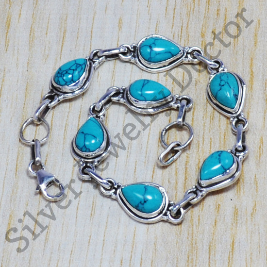 925 Sterling Silver Turquoise Gemstone Jewelry Wholesale Bracelets SJWBR-53