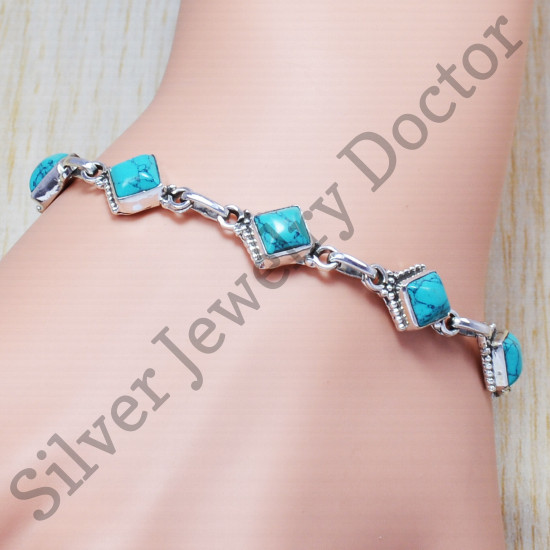 Turquoise Gemstone 925 Sterling Silver Jewelry wholesale Bracelet SJWBR-58