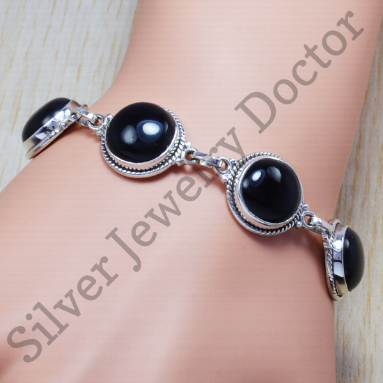 Beautiful Black Onyx 925 Sterling Silver Jewelry Wholesale Bracelet SJWBR-72