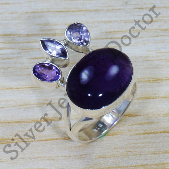 Amethyst Gemstone 925 Sterling Silver Ancient Look Jewelry Ring SJWR-1560