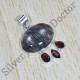 Designer Jewelry Black Rutile And Garnet Gemstone 925 Sterling Silver Pendant SJWP-821