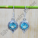 Ancient Look Jewelry Blue Topaz Gemstone 925 Sterling Silver Earrings SJWE-586