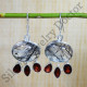Black Rutile and Garnet Gemstone 925 Sterling Silver Beautiful Jewelry Earrings SJWE-606