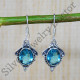 Blue Topaz Gemstone 925 Sterling Silver Traditional Jewelry Earrings SJWE-623