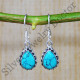 925 Sterling Silver Turquoise Gemstone Wedding Jewelry Earrings SJWE-629