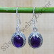 Authentic 925 Sterling Silver Nice Amethyst Gemstone Jewelry Earrings SJWE-647