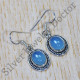 Genuine 925 Sterling Silver Blue Chalcedony Gemstone Fancy Jewelry Earrings SJWE-671