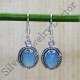 Genuine 925 Sterling Silver Blue Chalcedony Gemstone Fancy Jewelry Earrings SJWE-671