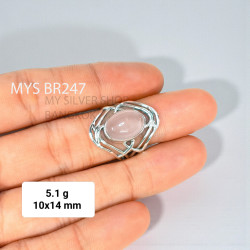 Rose Quartz 925 Sterling Silver Ring (MYSBR-247)