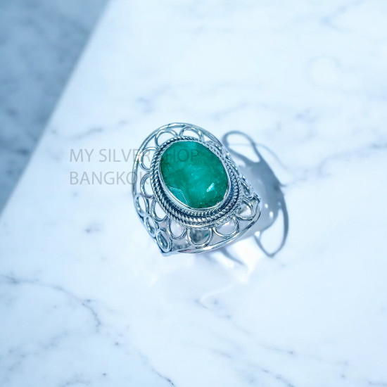 Emerald 925 Sterling Silver Ring (MYSBR-253) Emerald 925 Sterling Silver Ring (MYSBR-253)