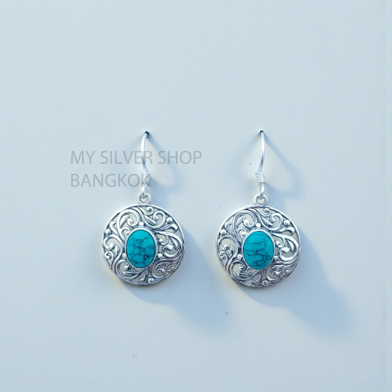 Turquoise 925 Sterling Silver Earrings (MYSE-167) Turquoise 925 Sterling Silver Earrings (MYSE-167)
