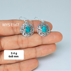 Turquoise 925 Sterling Silver Earrings (MYSE-167)