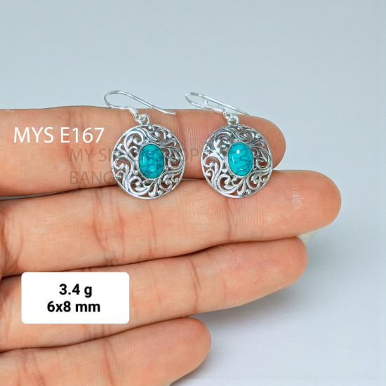 Turquoise 925 Sterling Silver Earrings (MYSE-167) Turquoise 925 Sterling Silver Earrings (MYSE-167)