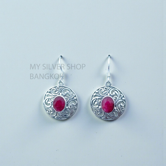 Ruby 925 Sterling Silver Earrings (MYSE-168) Ruby 925 Sterling Silver Earrings (MYSE-168)