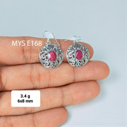 Ruby 925 Sterling Silver Earrings (MYSE-168)