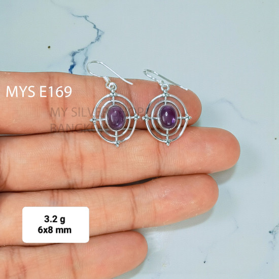 Amethyst 925 Sterling Silver Earrings (MYSE-169) Amethyst 925 Sterling Silver Earrings (MYSE-169)