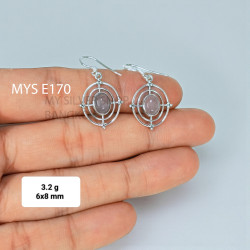 Rose Quartz 925 Sterling Silver Earrings (MYSE-170)