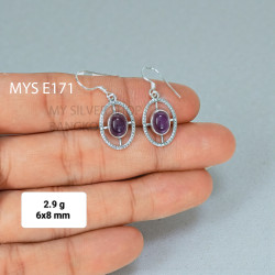 Amethyst 925 Sterling Silver Earrings (MYSE-171)