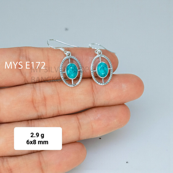 Turquoise 925 Sterling Silver Earrings (MYSE-172) Turquoise 925 Sterling Silver Earrings (MYSE-172)