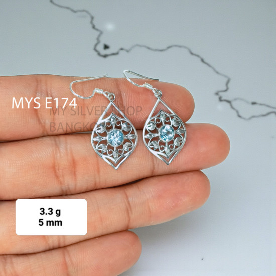 Blue Topaz 925 Sterling Silver Earrings (MYSE-174) Blue Topaz 925 Sterling Silver Earrings (MYSE-174)