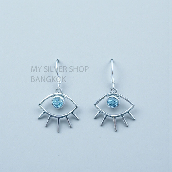 Blue Topaz 925 Sterling Silver Earrings (MYSE-175) Blue Topaz 925 Sterling Silver Earrings (MYSE-175)