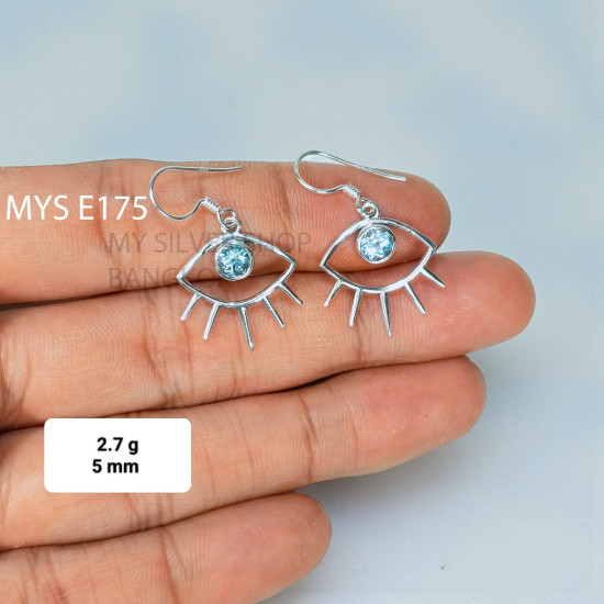 Blue Topaz 925 Sterling Silver Earrings (MYSE-175) Blue Topaz 925 Sterling Silver Earrings (MYSE-175)